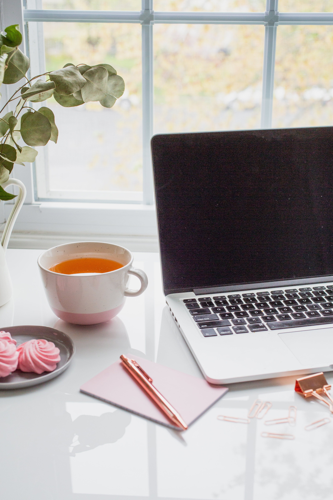 Working table with coffee 